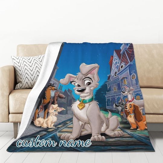 Custom Name Blanket Disney Lady and the Tramp Tapestry Personalized Blankets Birthday Gift Customized DIY