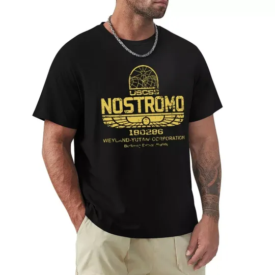 Vintage Aliens Nostromo Gold Logo Weyland Yutani CORP T Shirt Harajuku Short Sle