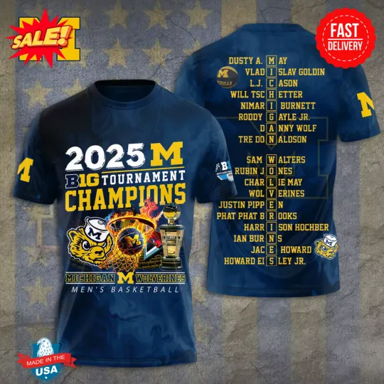 Michigan Wolverine Men’s Basketball 3D T Shirt
