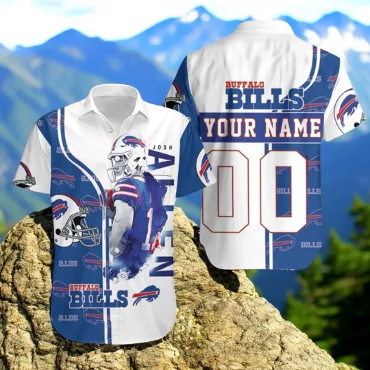 Discover Buffalo Bills Hawaiian Shirt 17 Josh Allen Button Down Hawaiian Shirt