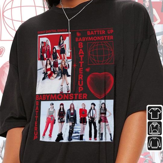 Discover Babymonster Kpop Shirt, Batter Up Album Shirt, Babymonster Vintage Retro Graphic Music Unisex Gifts