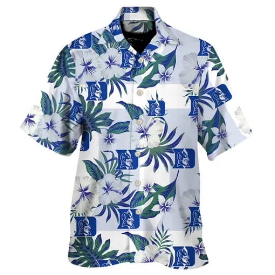 Discover Duke Blue Devils All Over Print 3D Flowery Aloha Summer Beach Hawaiian Shirt