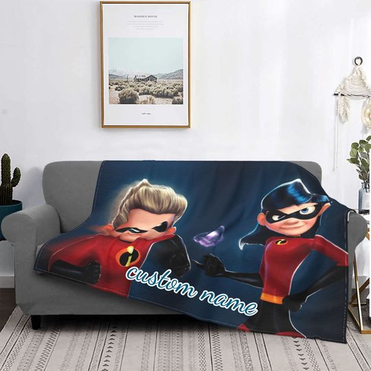 Custom Name Blanket Disney The Incredibles Tapestry Personalized Blankets Birthday Gift Customized DIY