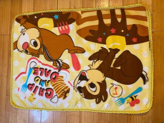 Vintage Disney Chip and Dale Bambi Fleece Baby Blanket Stroller Blanket snaps
