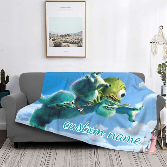 Discover Custom Name Blanket Disney Monsters Inc Tapestry Personalized Blankets Birthday Gift Customized DIY