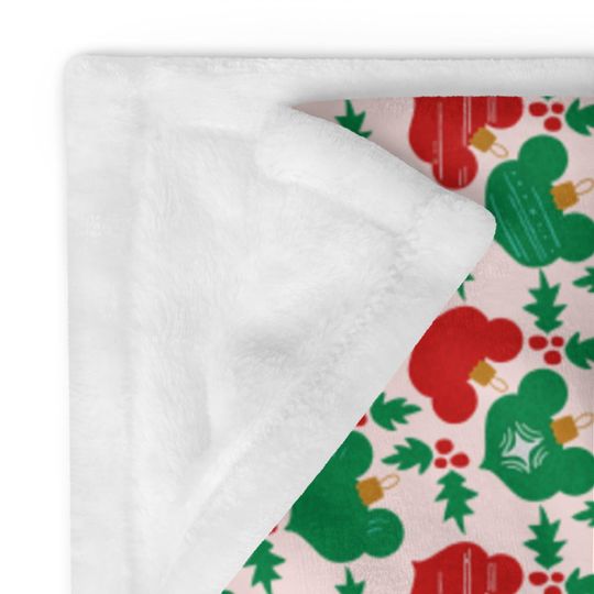 Discover Mickey Ornament Blanket Vintage Very Merry Christmas Ornaments Disney Fleece Throw Blanket  - Pink