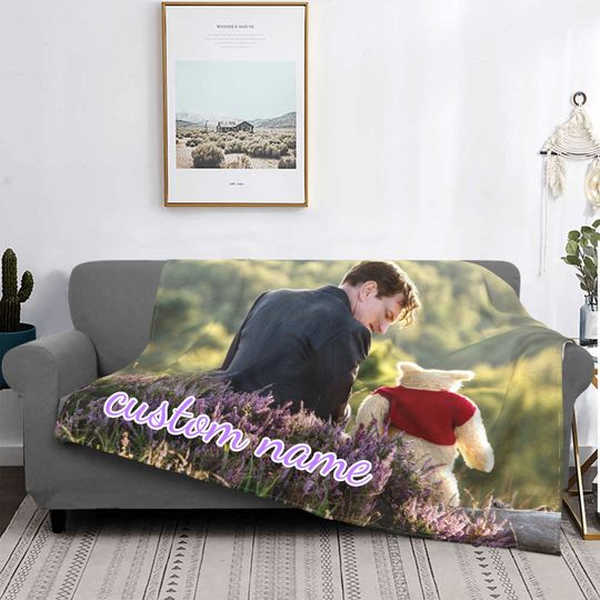 Custom Name Blanket Disney Christopher Robin Tapestry Personalized Blankets Birthday Gift Customized DIY