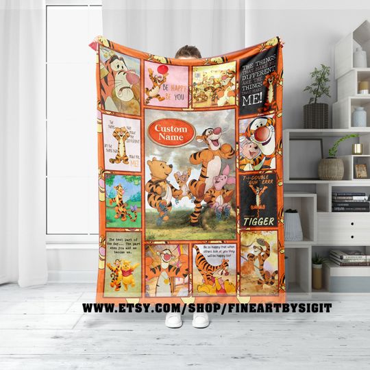 Personalized Winnie The Pooh Blanket, Winnie The Pooh Birthday Gifts, Soft Gift Blanket Home Decoration Sofa Blanket Bedding Living Room