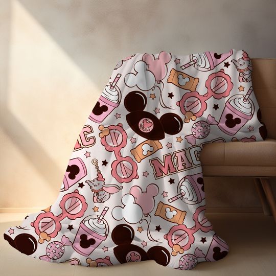 Pink Disney land blanket, minnie mouse blanket, micky mouse blanket, disney trip gift, Disney Baby Adult Gift, Christmas Gift, Birthday Gift