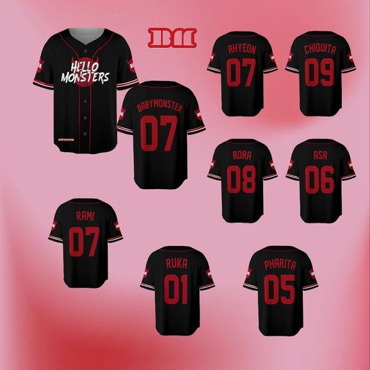Babymonster Hello Monster World Tour 2025 Baseball Jersey, BabyMonster Shirt, BABYMONSTER Jersey, Monstiez, Kpop Jersey, 2025 Tour Merch