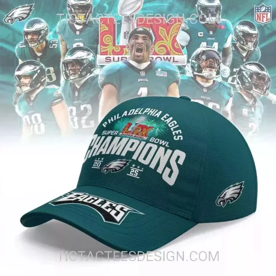 Discover Philadelphia Eagles 2025 Super Bowl LIX Champions Hat Cap For Fans 2025