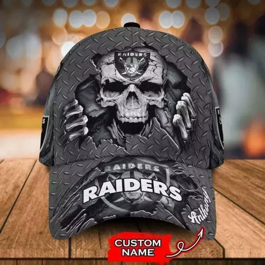 Discover Personalized LasVegas Raiders Skeleton All Over Print 3D Classic Cap