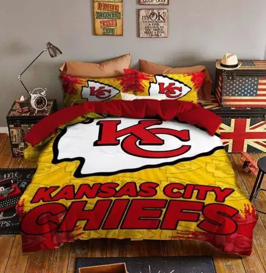 Yellow And Red Style Kansas City Chiefs Bedding Set