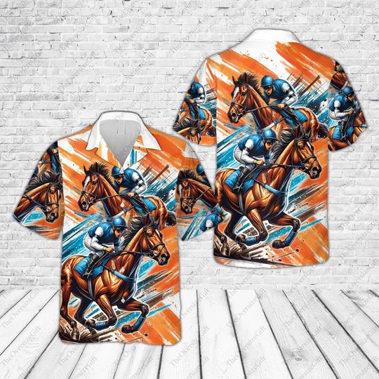 Kentucky Derby Hawaiian Shirt, Horse Racing Brushstroke Button Up Shirt, Talk Derby To Me,Derby, Derby Party, Derby Day Gift