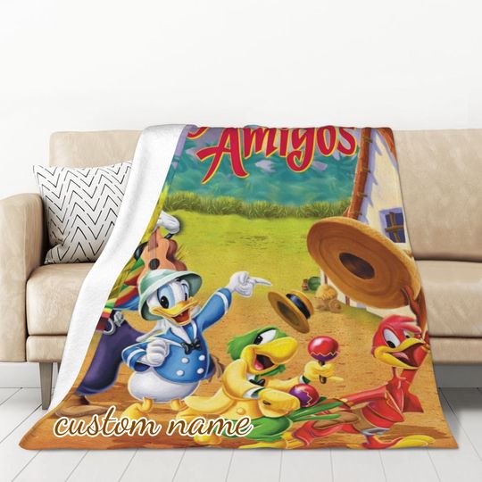Custom Name Blanket Disney Saludos Amigos Tapestry Personalized Blankets Birthday Gift Customized DIY