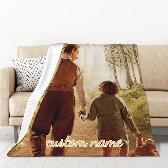 Custom Name Blanket Disney Christopher Robin Tapestry Personalized Blankets Birthday Gift Customized DIY