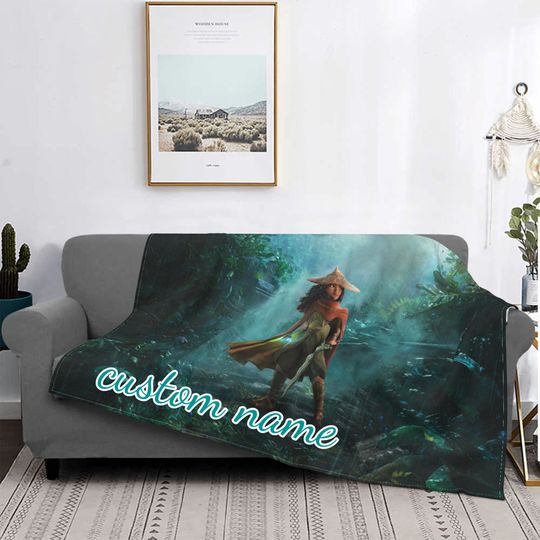 Custom Name Blanket Disney Raya And The Last Dragon Tapestry Personalized Blankets Birthday Gift Customized DIY
