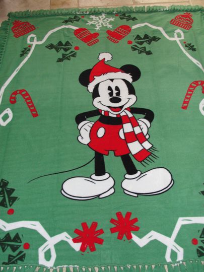 Disney Mickey Mouse Christmas Fleece Tie Throw Blanket