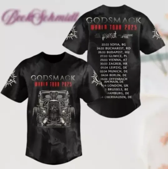 Godsmack World Tour 2025 Baseball Jersey, Vintage Godsmack Band Shirt