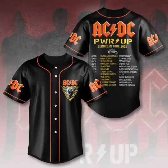 Discover AC-DC Baseball Jersey Pwr up tour European 2025 Shirt Gift For Fan
