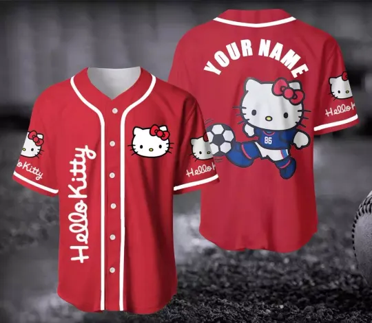 Discover Hello Kitty Football Jersey Shirt, Custom Hello Kitty Baseball Jersey