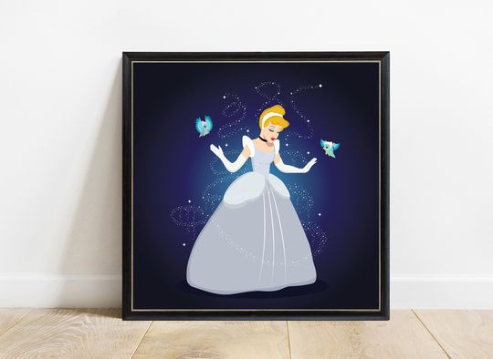Cinde Art Print, A dream is a wish your heart makes, Disney Princess, Kids Room Poster