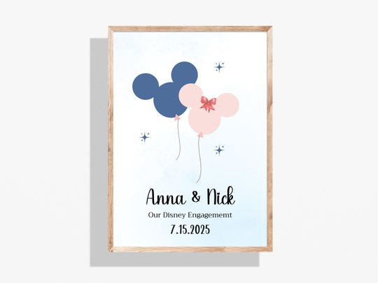 Discover EDITABLE Disney Engagement Wall Art, Engagement Artwork, Disney Home Decor, Disney Wall Art,   Disney Love