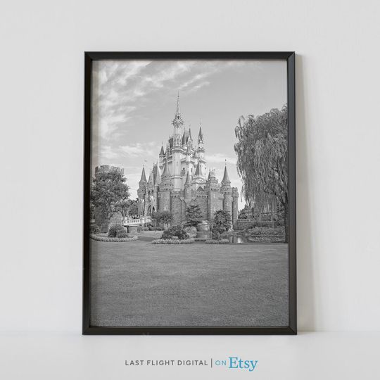 Tokyo Disneyland, Japan Poster, Cinde Castle, Tokyo Poster, Tokyo Print, Black White Photo, Mickey Mouse, Disney Print, Disney Wall Art