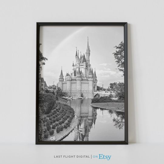 Orlando Poster, Florida Poster, Orlando Print, Black and White Photo, Magic Kingdom, Mickey Mouse, Florida Print, Castle, Disney Print, Art
