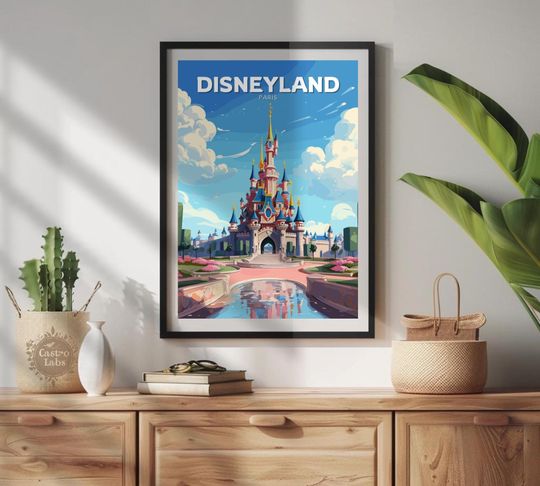 Disneyland Travel Poster, Disneyland Paris Poster, Home decor, Disneyland Castle Art, Disneyland Print, Disneyland Print, Disneyland Art