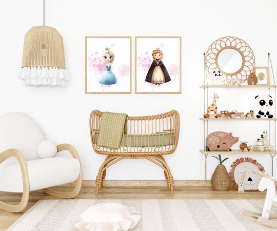 Cute Watercolor Disney Princess Collection | Fine Art Prints  | Nursery Wall Art | Girls Room Decor | Baby Gift