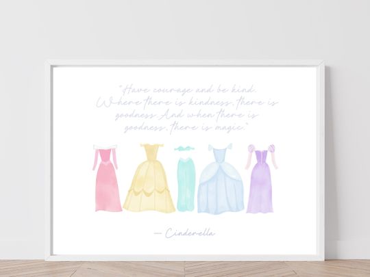 Custom Pastel Princess Nursery Print | Baby Girl Nursery | Little Girl Room Theme | Princess Art