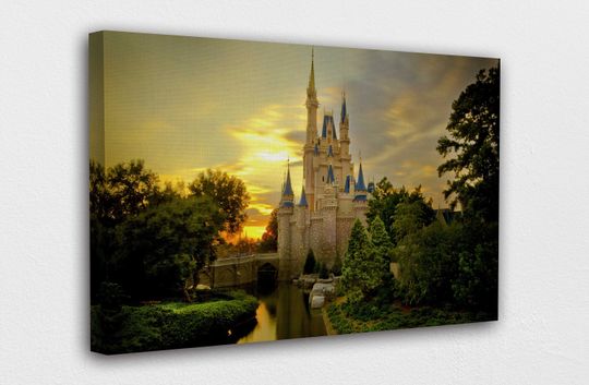 Discover Beautiful Disney castle Skyline Canvas Wall Art Design | Poster Print Dcor for Home & Office Decoration | POSTER or CANVAS READY to Hang.