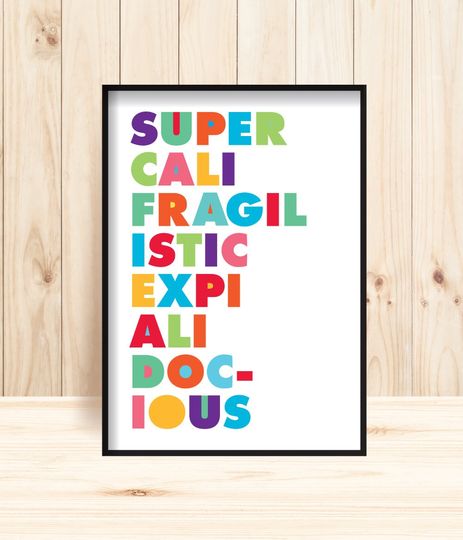 Supercalifragilisticexpialidocious Print, Disney Printable, Words Print, Disney Print, Mary Poppins Print, Movie Quotes, Disney Wall Art