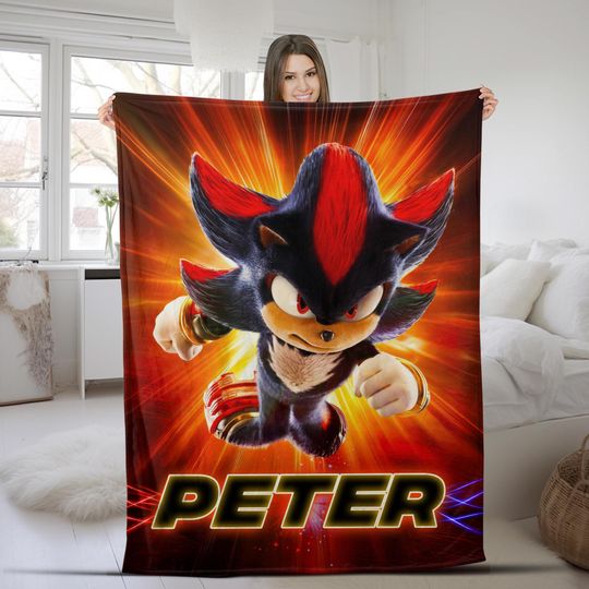 Custom Sonic The Hedgehog Blanket/Personalized Shadow Hedgehog Blanket/Custom Shadow Sonic Blanket/Sonic Blanket/Birthday Blanket