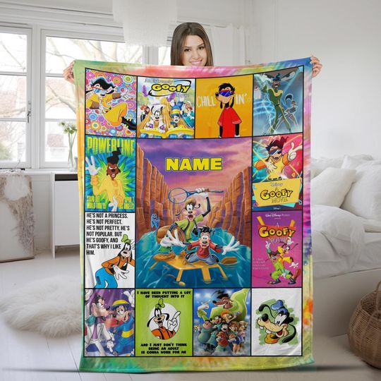 A Goofy Movie Fleece Blanket, Goofy Max And Roxanne Home Decor, Throw Blanket For Kid Baby Adults, Cute Christmas Gift