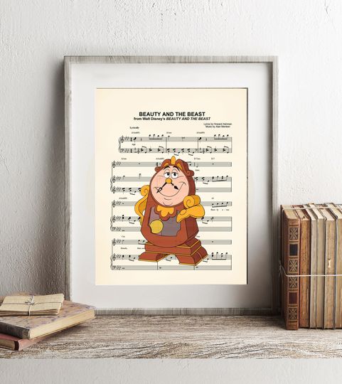 Beauty and the Beast Cogsworth Sheet Music Art Print