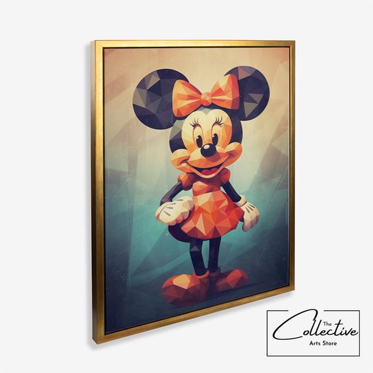 Discover Minnie Mouse Canvas Kids Room Decoration Low Poly Art Minnie Mouse Poster Nursery Decor Disney Inspired Playroom Wall Decor Disney Wall Art