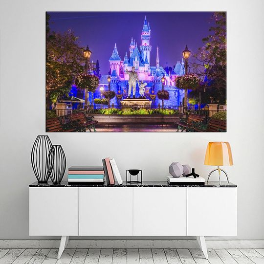 Castle Large Wall Art Disney Magic Kingdom Kids Room Decoration Disney World Christmas Home Decor Child gift - Stretched and Ready to Hang