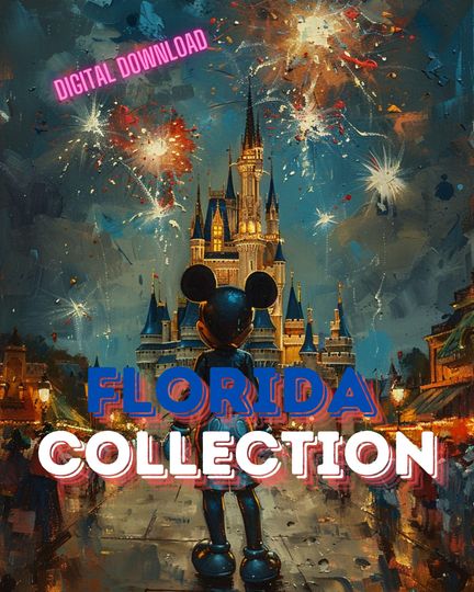 Discover Florida Wall Art: Stunning Oil Painting of Florida's Iconic Walt Disney World Landmark for Your Travel-inspired Wall Art
