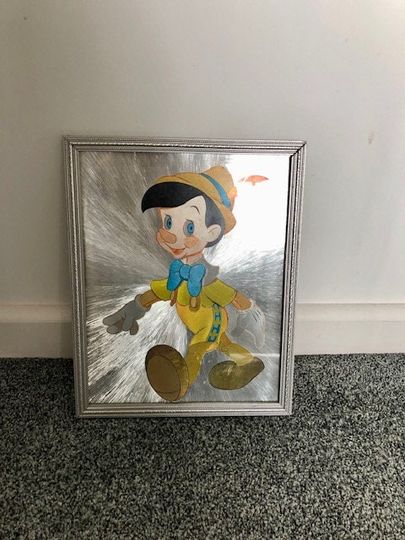 Vintage Pinocchio Disney Foil Art Picture