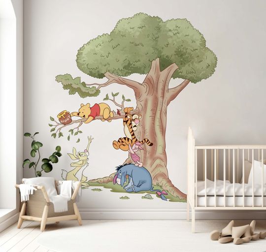 Winnie the Pooh wall decal nursery decor tigger eeyore disney wall art for kids room removable wall decor vinyl decal.