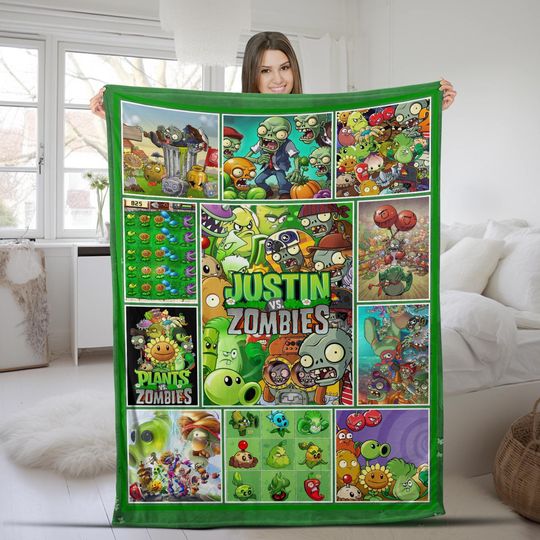 Personalized Plants And Zombies Blanket, Plants vs zombies birthday party, Plants Vs Zombies Kids Blanket, Custom Blanket