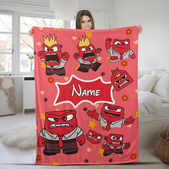 Discover Custom Disney Inside Out Blanket, Custom Name Emotions Inside Out Birthday Girl Gift, Disneyland Birthday Boy Decor