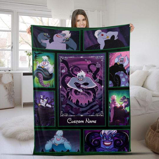 Custom Name Disney Ursula Blanket/Villains Disneyland Fleece Blanket/Villains Character Blanket/Custom Name Blanket/Halloween Blanket