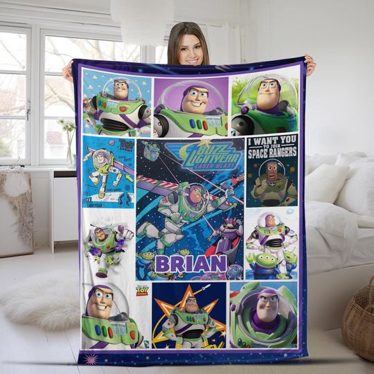 Personalized Disney Toy Story Blanket,Buzz Lightyear Woody Jessie Bo Peep Rex BirthdayGift Home Decor,Family Blanket,BirthdayBoy/Girl