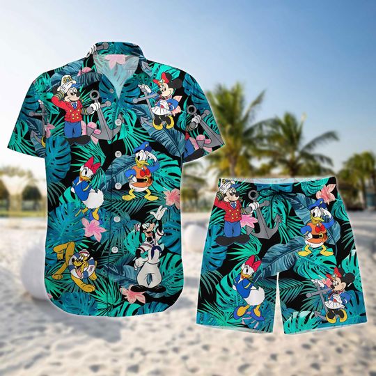 Disney Adventure Hawaiian Shirt, Mickey and Friends Cruise Shirt, Cartoon Tropical Beachwear, Disney Summer Hawaiian Shirt