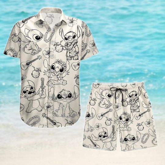 Discover Stitch Button Shirt And Short, Lilo And Stitch Hawaii Shirt, Disney Trip Shirt, Magic Kingdom Tee, Family Vacation Shirt, Gift For Fan