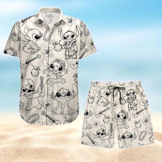 Stitch Hawaiian Shirt, Disney Stitch Button Shirt, Beach Shorts Men, Disneyland Aloha Shirts For Women, Summer Pattern Shirt