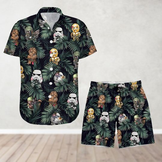 Disney Star Wars Hawaiian Shirt For Men, Women, Kid, Stootroper Boba Fett Button Shirt And Short, Star War Fan Gift, Summer Aloha Shirt